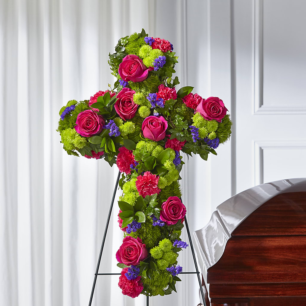 Tribute Rose Floral Cross – SINK'S FLOWER SHOP & GREENHOUSE, Findlay OH