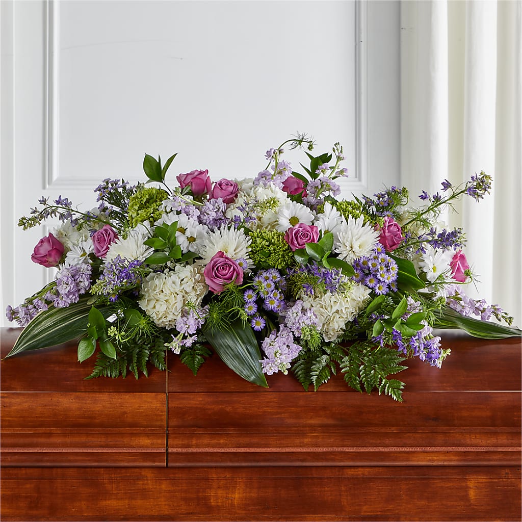 Meadows of Serenity Casket Spray – SINK'S FLOWER SHOP & GREENHOUSE, Findlay OH