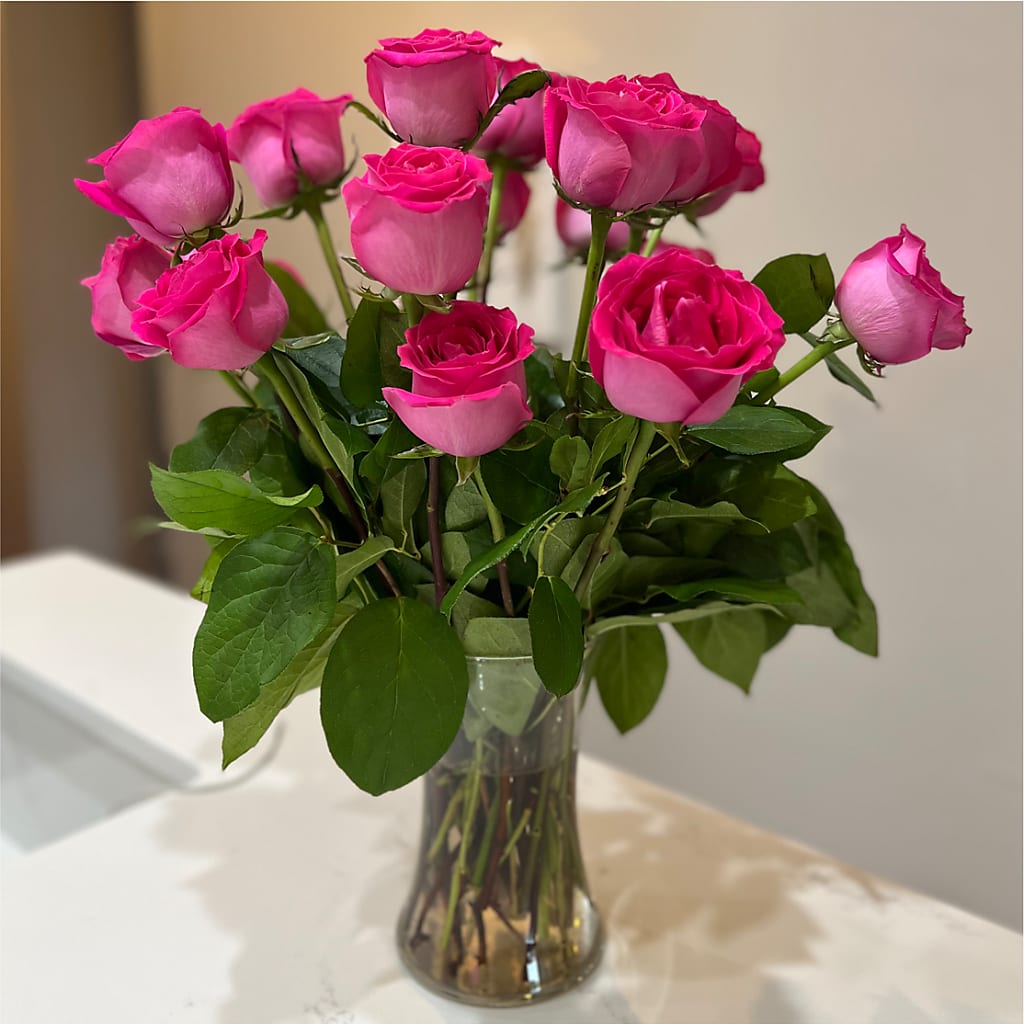 Long Stem Pink Rose Bouquet – SINK'S FLOWER SHOP & GREENHOUSE, Findlay OH