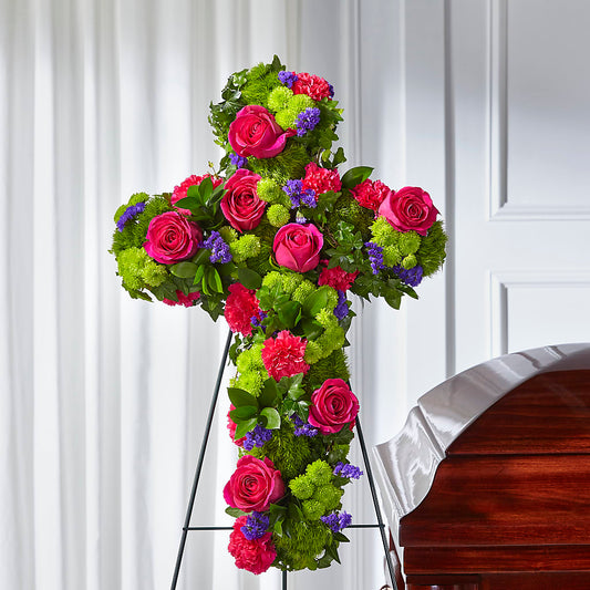 Tribute Rose Floral Cross – SINK'S FLOWER SHOP & GREENHOUSE, Findlay OH