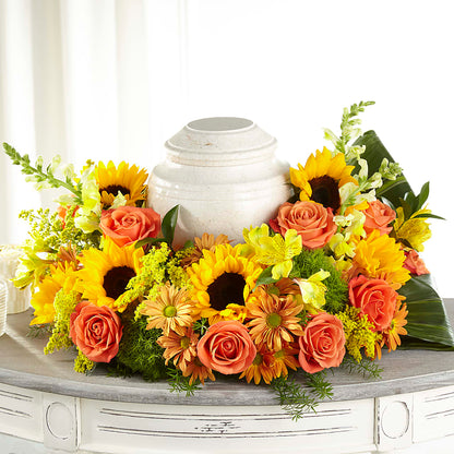 Faithful Sunflower Cremation Adornment – SINK'S FLOWER SHOP & GREENHOUSE, Findlay OH