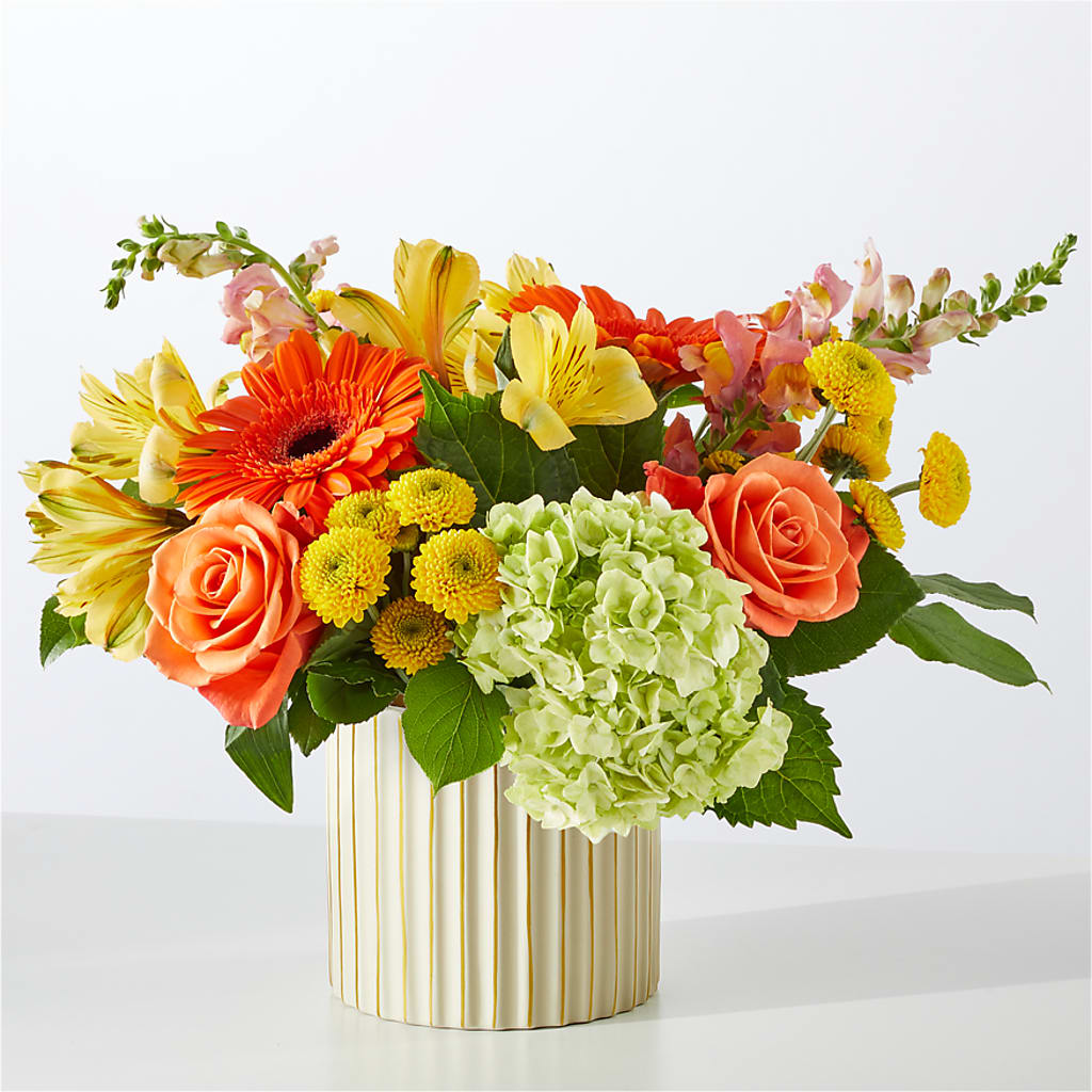 Autumn Sunshine Bouquet with Ivory Vase – SINK'S FLOWER SHOP & GREENHOUSE, Findlay OH