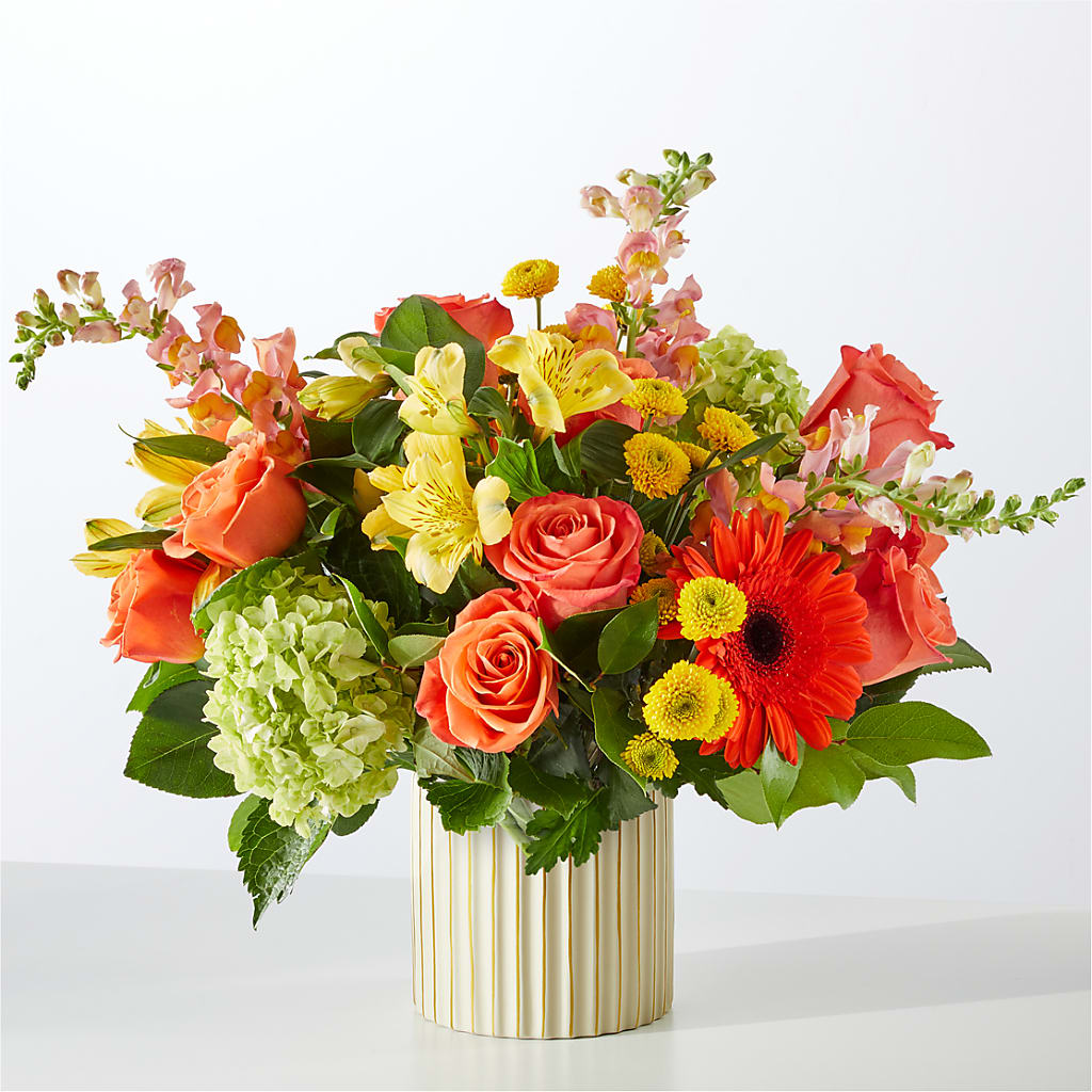 Autumn Sunshine Bouquet with Ivory Vase – SINK'S FLOWER SHOP & GREENHOUSE, Findlay OH