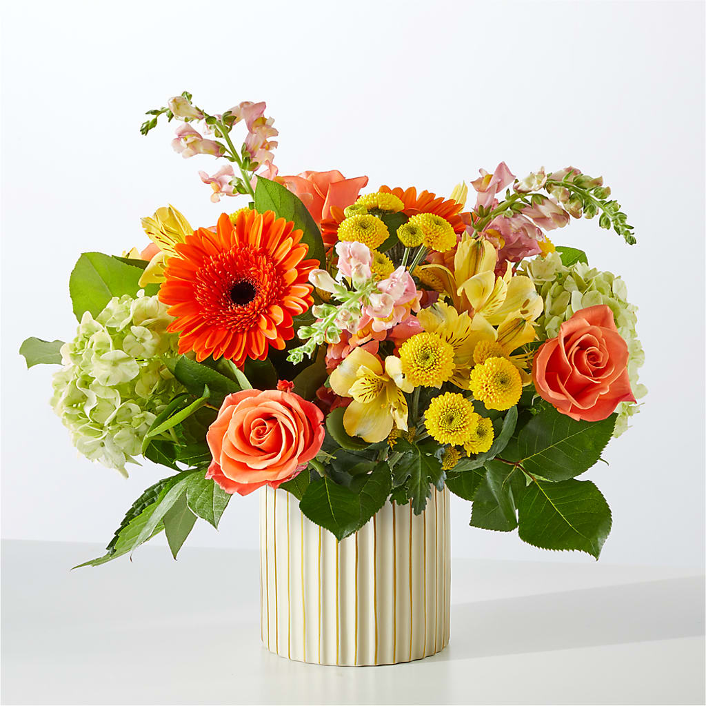 Autumn Sunshine Bouquet with Ivory Vase – SINK'S FLOWER SHOP & GREENHOUSE, Findlay OH
