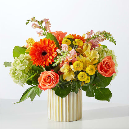 Autumn Sunshine Bouquet with Ivory Vase – SINK'S FLOWER SHOP & GREENHOUSE, Findlay OH