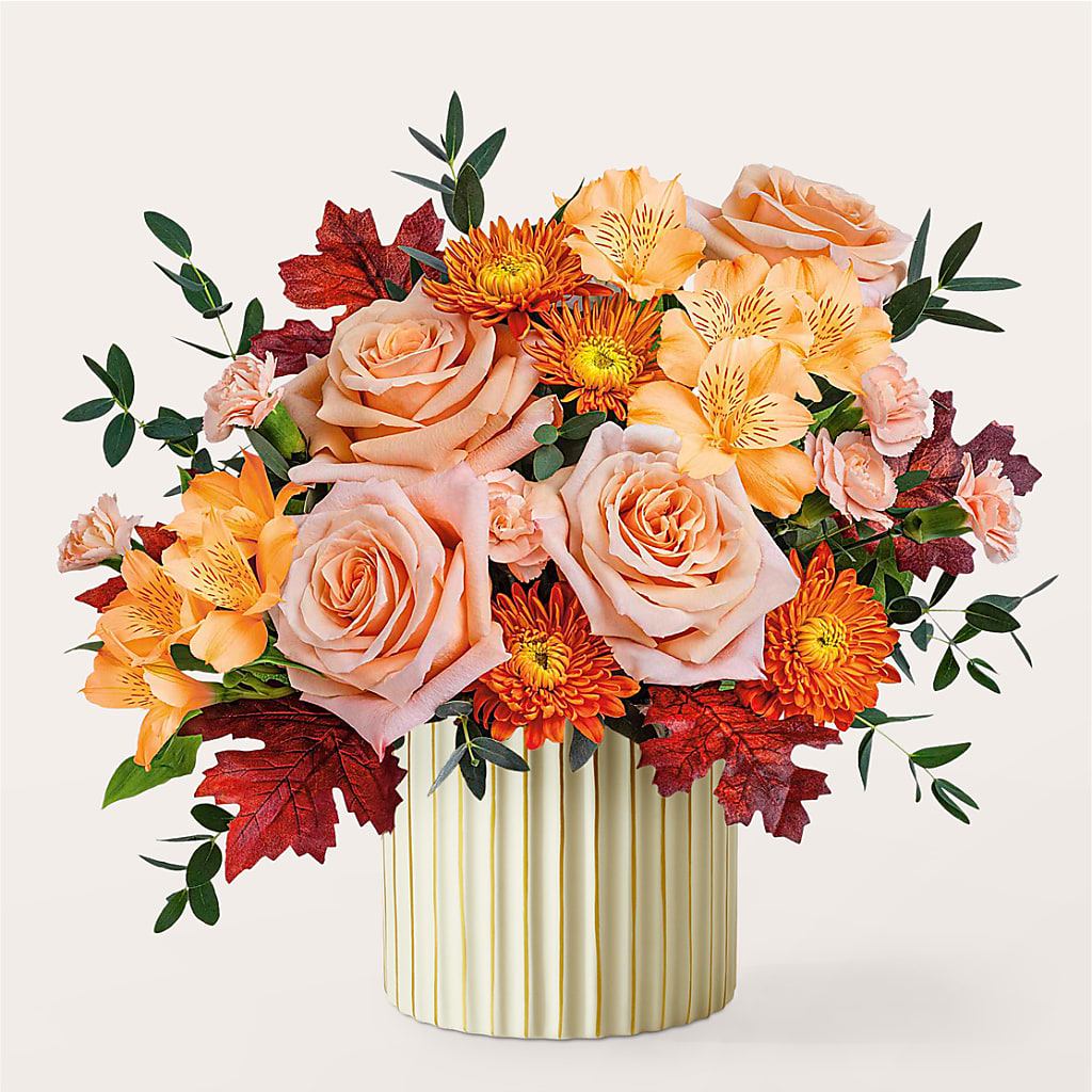 Spiced Latte Bouquet with Ivory Vase – SINK'S FLOWER SHOP & GREENHOUSE, Findlay OH