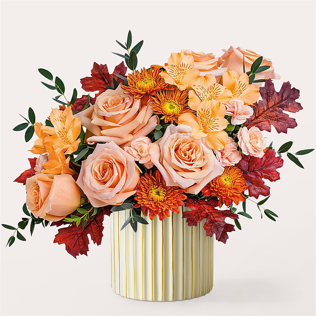 Spiced Latte Bouquet with Ivory Vase – SINK'S FLOWER SHOP & GREENHOUSE, Findlay OH