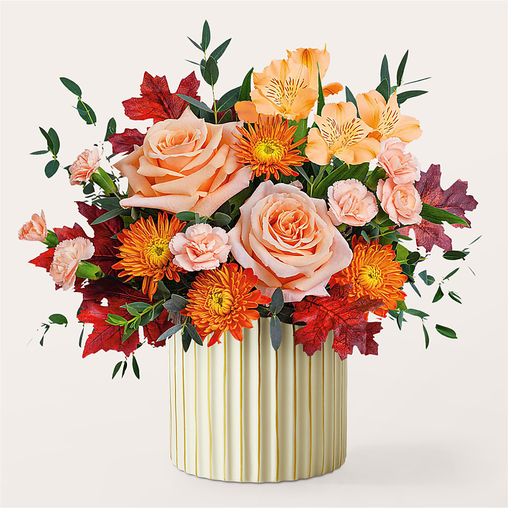 Spiced Latte Bouquet with Ivory Vase – SINK'S FLOWER SHOP & GREENHOUSE, Findlay OH
