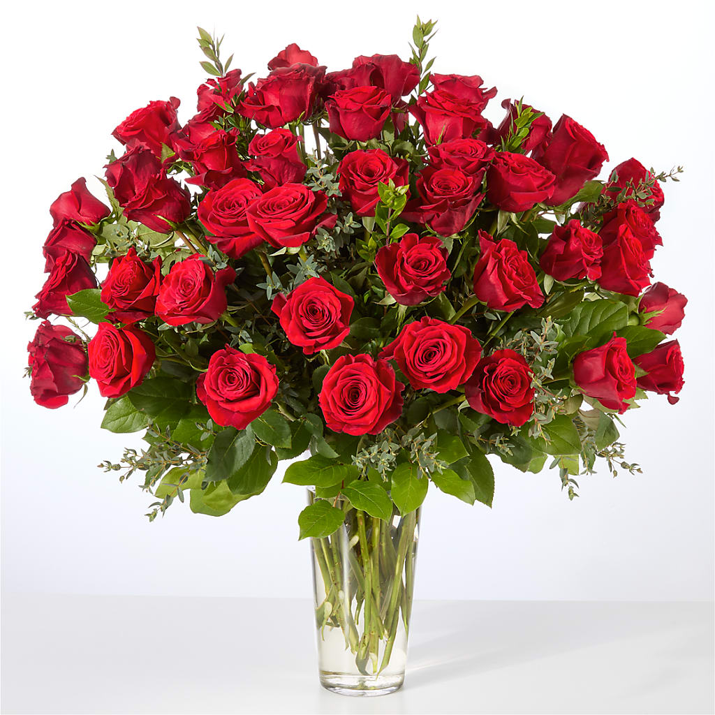 Forever Yours Fifty Stem Red Rose Bouquet – SINK'S FLOWER SHOP & GREENHOUSE, Findlay OH